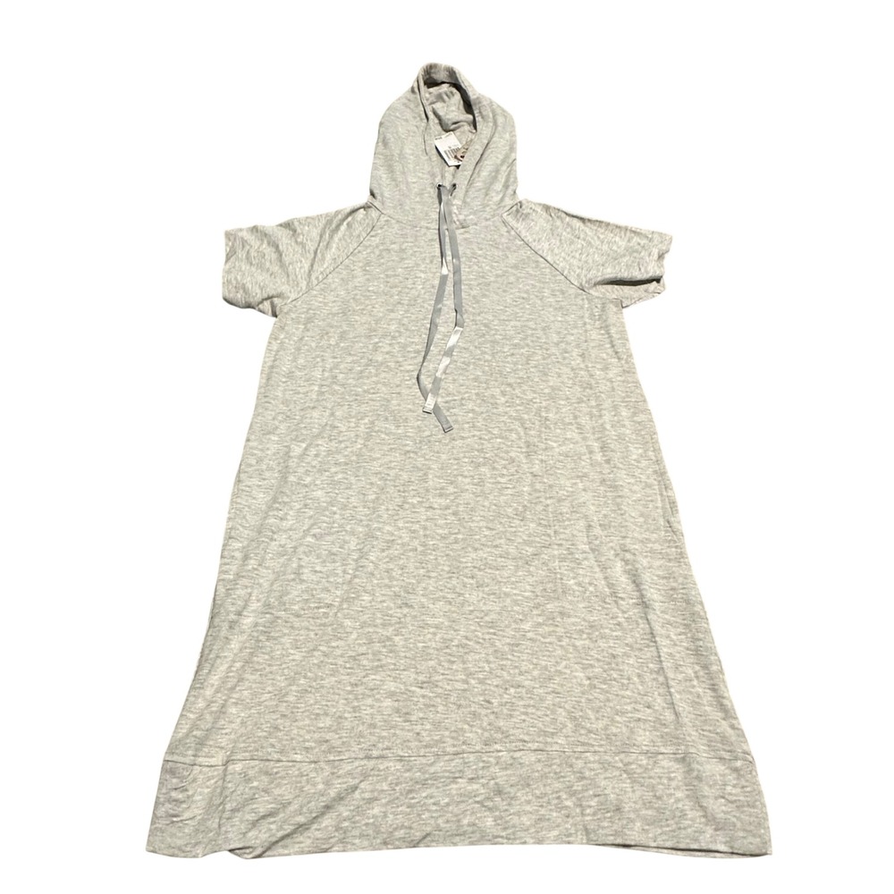 Philosophy Petite Grey Hooded T-Shirt Dress Short Sleeve PS NEW